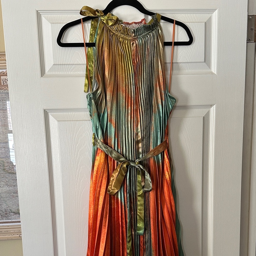 Luxxel Multicolor Pleated Midi Dress